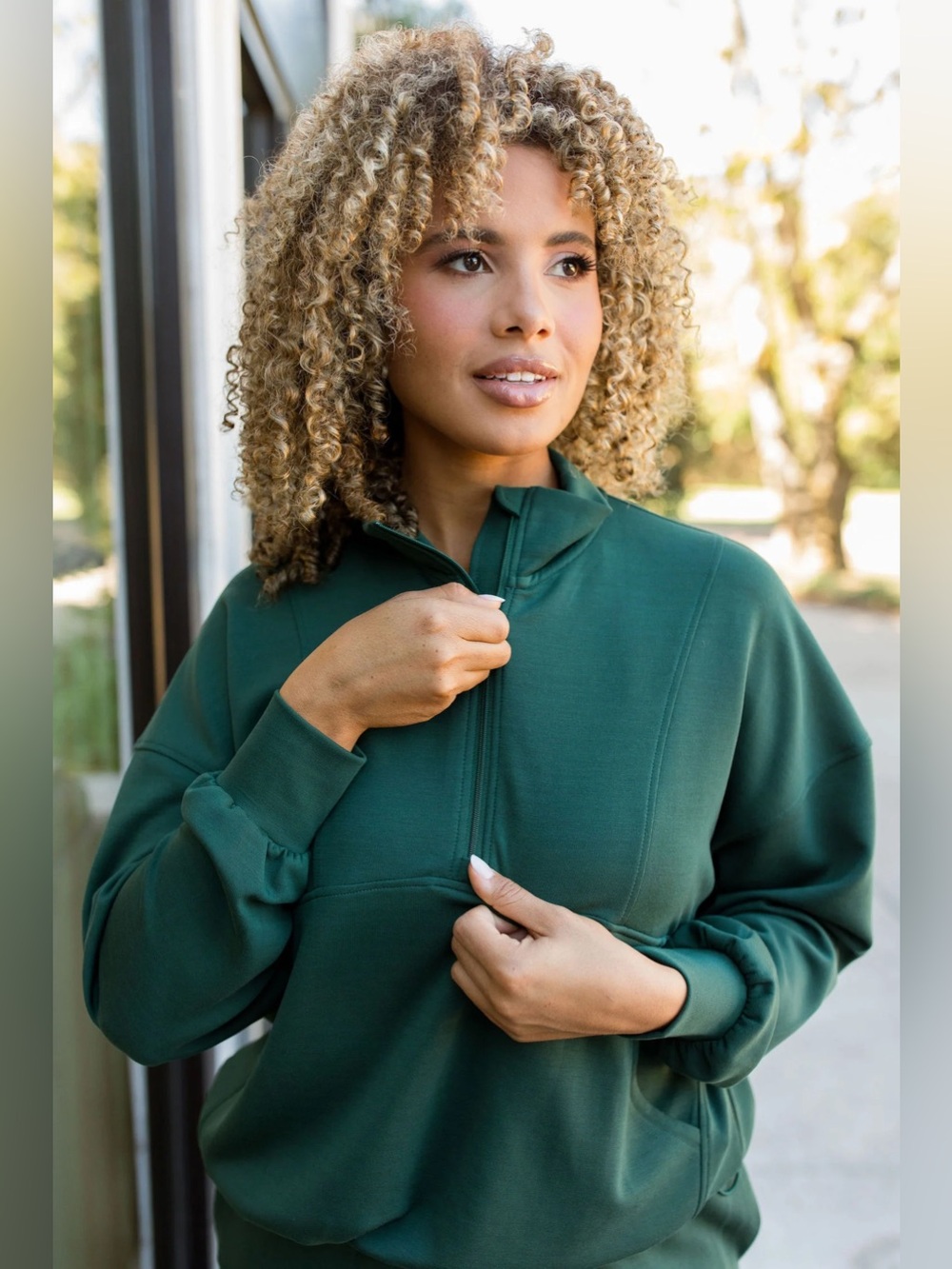 Salt Project Green Cloud Form Half Zip Sweatshirt Jacket